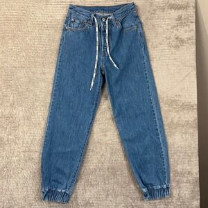 Levis 501 High‎ Rise Denim Joggers Medium Wash Button Fly W25 79075-0000